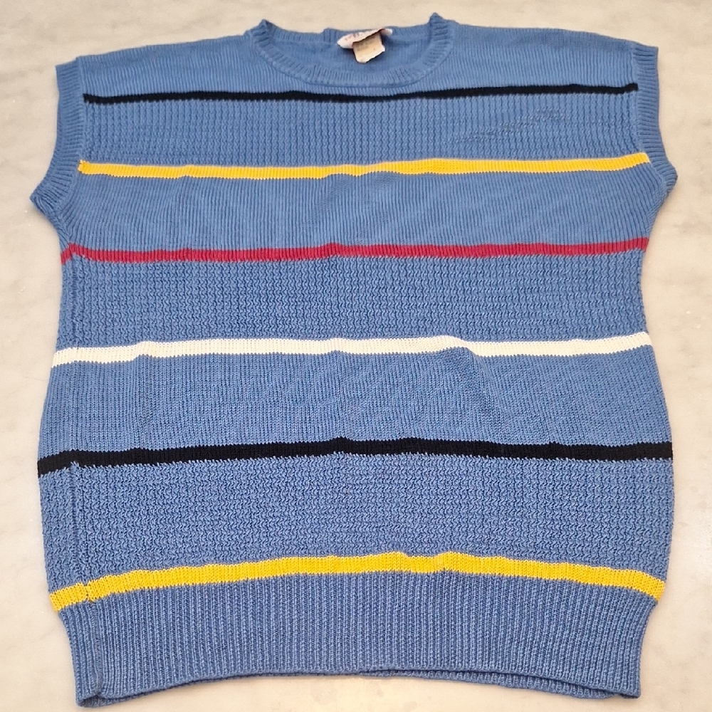 Vintage Par Four For‎ Her Blue Striped Womens Golf Sweater Sz Med 80s 90s Preppy